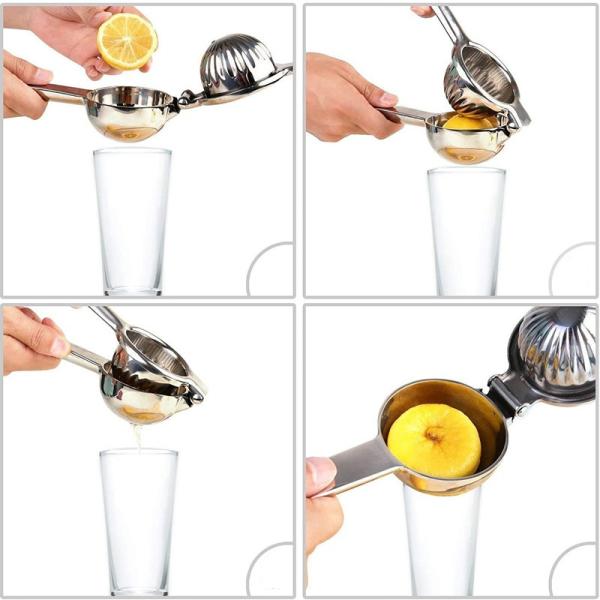340G Lemon Citrus Press Juicer with Stainless Steel Construction and Soft Silicone Handle