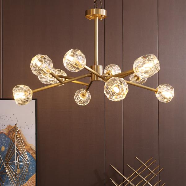 JYLIGHTING Modern Style Crystal Lamp Shade G9 Led Ceiling Lamp Golden Luxury Dinning Room Bedroom Pendant Light Hotel Restaurant Chandelier Modern Pendant Light