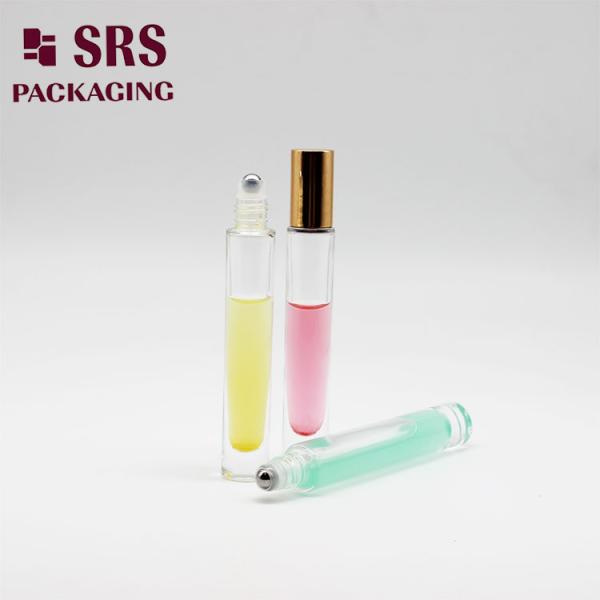 10ml transparent thick bottom glass roller metal ball bottle for perfume oil
