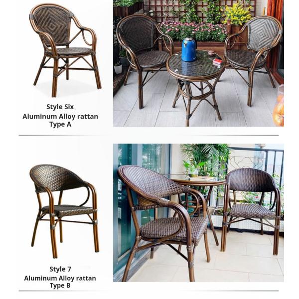 Outdoor Dining Table And Stackable Chair Set Modern Design Restaurant PE Rattan Coffee Table