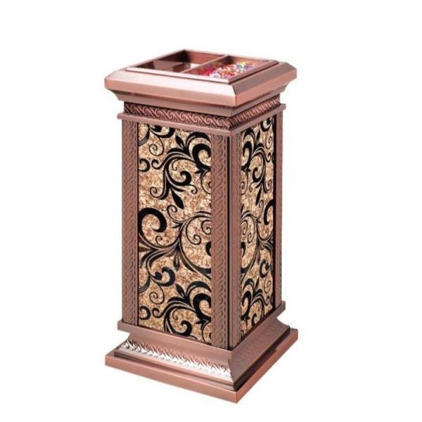 Hotel Elevator Entrance Large Marble Stainless Steel Trash Can Waste Bin Garbage Can Dustbin with Ashtray