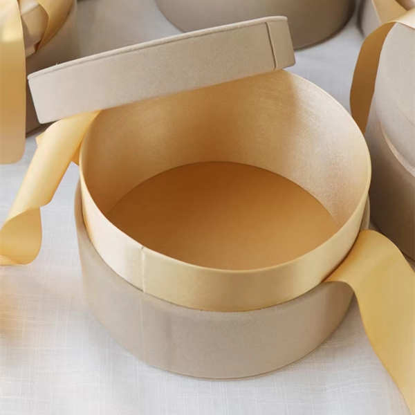 Caixa de chapéu de flor de rosa de veludo redonda Caixa de presente do Dia das Mães pequena com fita