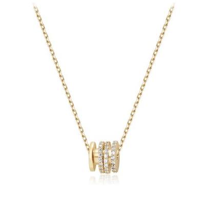 Micron Pave Cubic Zirconia Pendant 18K Gold Circle Necklaces For Women