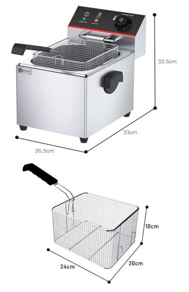 220v 8 litros de aço inoxidável máquina de fritura de profundidade elétrica com temperatura ajustável