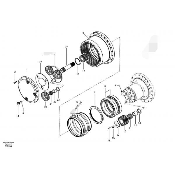 Коробка передач уменьшения мотора перемещения части СА 8230-33470 экскаватора Вольво ЭК140 ЭК140Б ЭК135Б