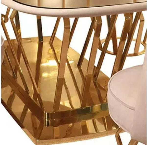 La cena de lujo del apartamento de los muebles del sitio fija el vidrio de acero inoxidable de oro