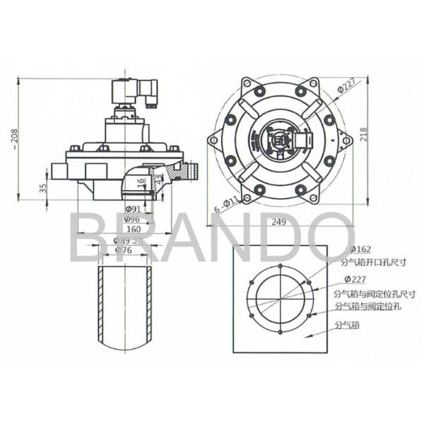 CA76MM 220V AC 50/60HZ Pneumatic Pulse Valve , Dust Collector Pneumatic Diaphragm Valve