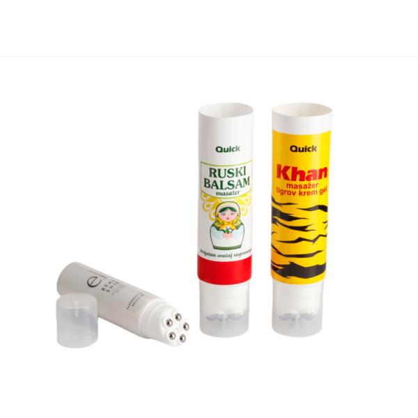 Cosmetic Plastic Packaging Soft Tube Massage Tube with Stainless Steel Ball Roller