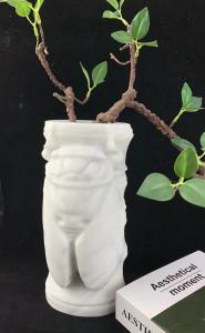 White Stone Flower Vase Polished Decorative With Waterproof Liners