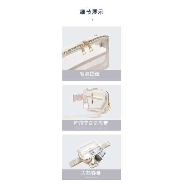 Customized Tote Bag Durable and Transparent Slant Cross Waist Pack for Outdoor Sports