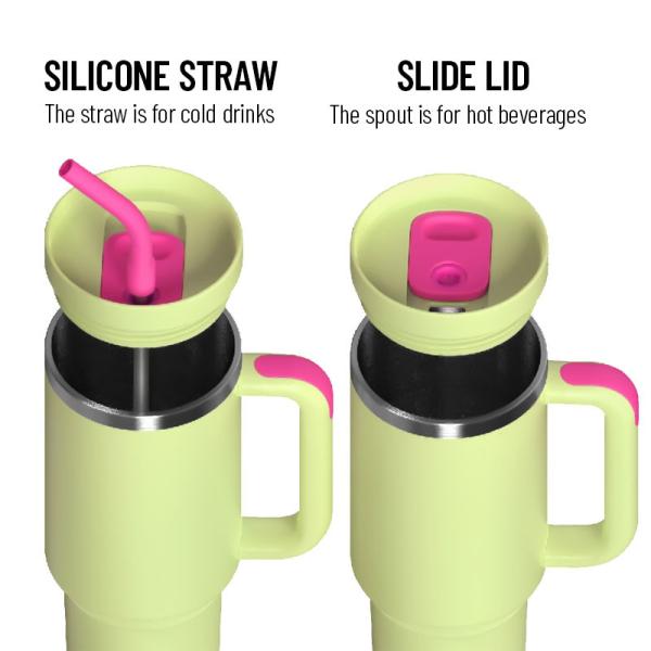 Venta al por mayor de botellas de vacío de acero inoxidable personalizadas de 40 onzas con mango aprobado por la FDA, libre de BPA, de uso pesado