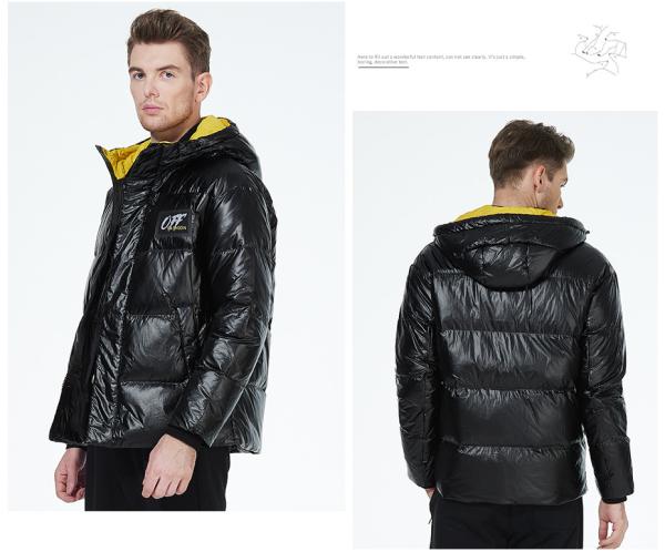 Material Oil Repellent Down Coat Black Windproof Jacket 46-54 Size
