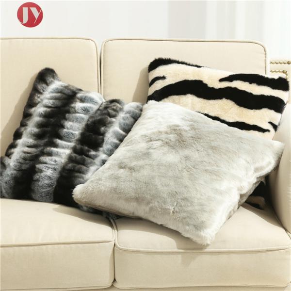 thick and soft pile 100% animal-free double sides home Faux Fur Pillows ,faux rabbit taupe,18inch*18inch