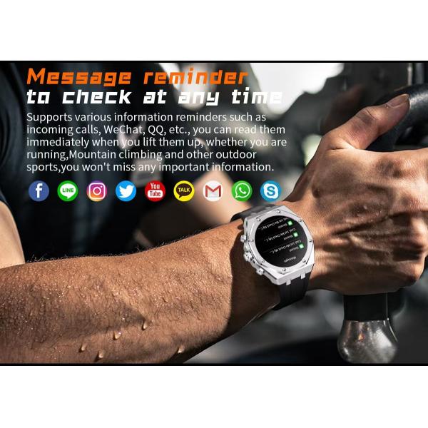 Reloj inteligente de acero inoxidable de oro AK68 de 1,43 pulgadas Smartwatch de monitoreo de salud con pantalla de amortiguador