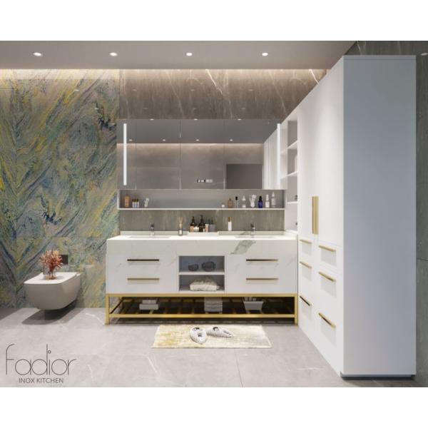 Кафедра ванных из нержавеющей стали Fadior современный дизайн с золотой рамой