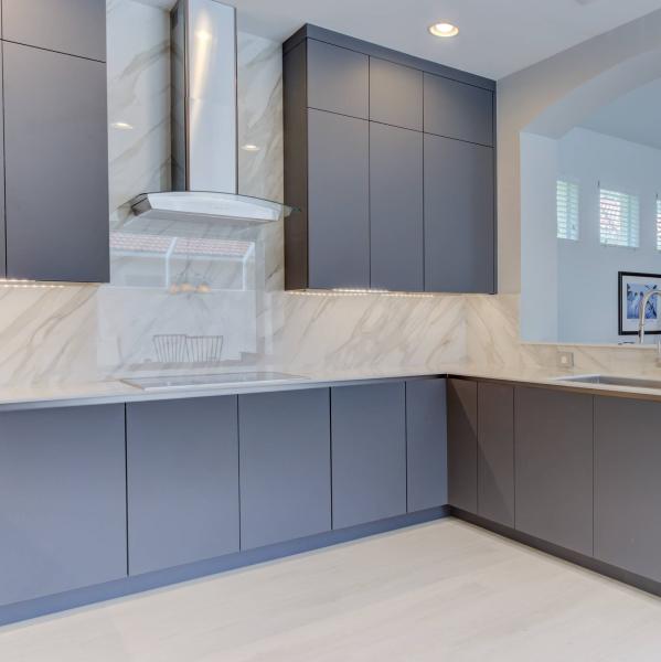 Modern Style Matt Gray PVC Paint Kitchen Cabinet