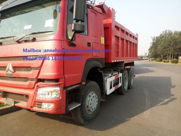 Sinotruk HOWO7 Red 336 Hp New Diesel Fuel Type Dump Truck With Q345 Steel Heavy Tipper