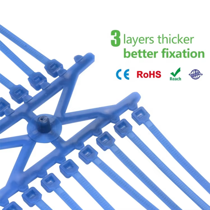 4.8*200mm Self-Locking Etfe Cable Zip Ties Wraps Electrical Application Blue Wrap Tie Belt