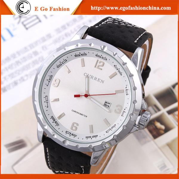 CURREN Watch Genuine Leather Band Sports Watch Rose Gold Case Chrometer Date Quartz Watch
