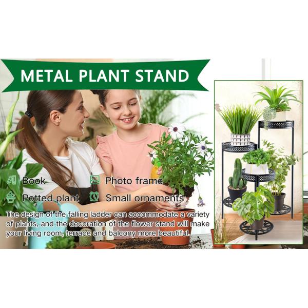 Plant Stand Indoor Outdoor, Plant Shelf Multiple Flower Pot Holder, Metal Wrought Iron Planter Shelf Plant Display