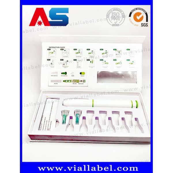 Custom peptide Injection Pen Boxes With White Eva Insides, HIgh Quality Printing Laser Holographic Pen Box