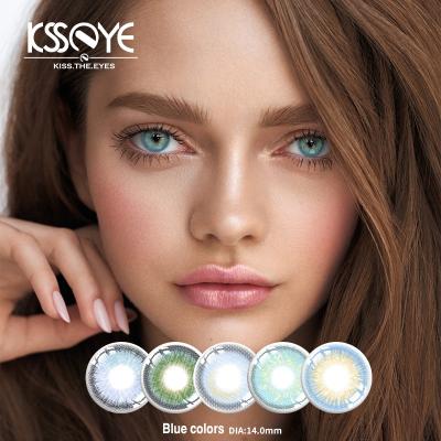 Tom triplo 14.2mm das lentes feitas sob encomenda de Logo Nougat Blue Eye Contact