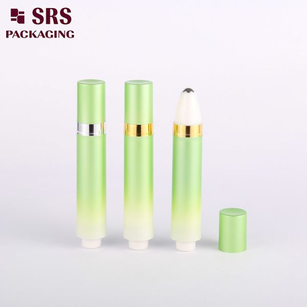 AY-10ml Wholesale Glossy White Roller Bottle with Clear Cap Metal Ball with Silkscreen Printing for Eye Cream