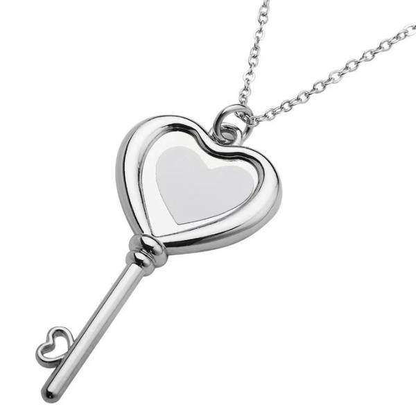 Valentine's Day Gift Sublimation Zinc Alloy DIY Photo Heart Key Necklace