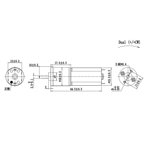 Customization FT-16RGM050  16mm Diameter  Spur Gear Box with 050 DC Motor  Carbon Brush Electric Motor