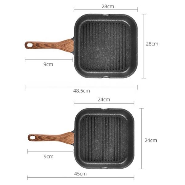 High Quality Gas Stove Griddle Aluminium Black Grill Pans Nonstick Steak Frying Pan For Cooking