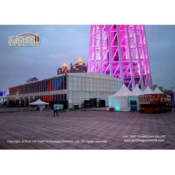 China 20x45m Glass Walls Double Decker Tents For Car Launch Events