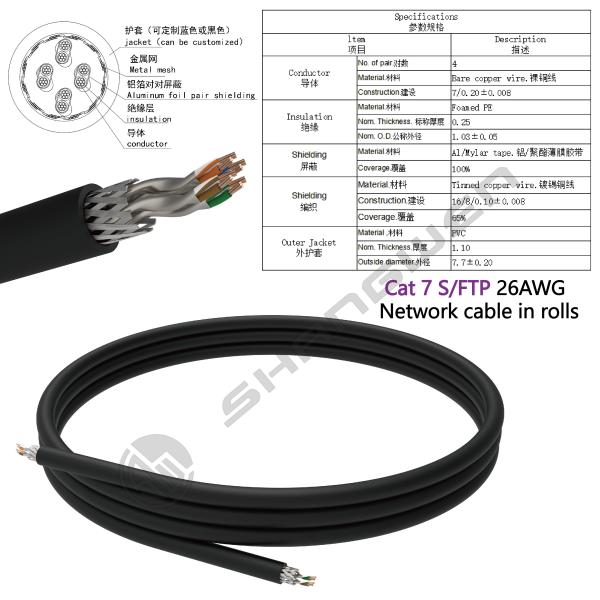 CE ROHS FTP UTP SFTP Cat7 Conector Rj45 Cable de red Lan 1000 pies CAT7 LAN AWG23 S/FTP 100% Cobre Naranja