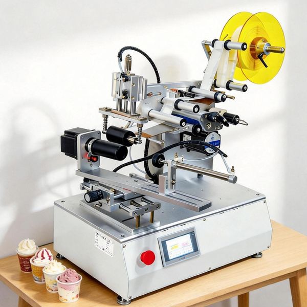High Precision Semi Automatic Bottle Labeler Equipment for Coffee Yogurt Cup