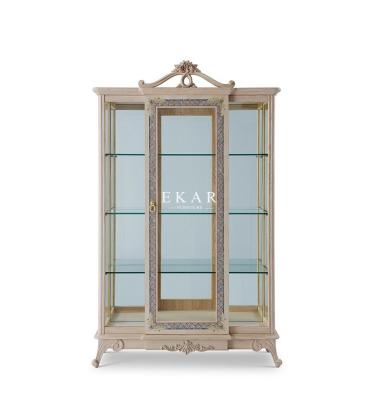 Ash Wooden Frame European Style High End Showcase Display Glass Cabinet