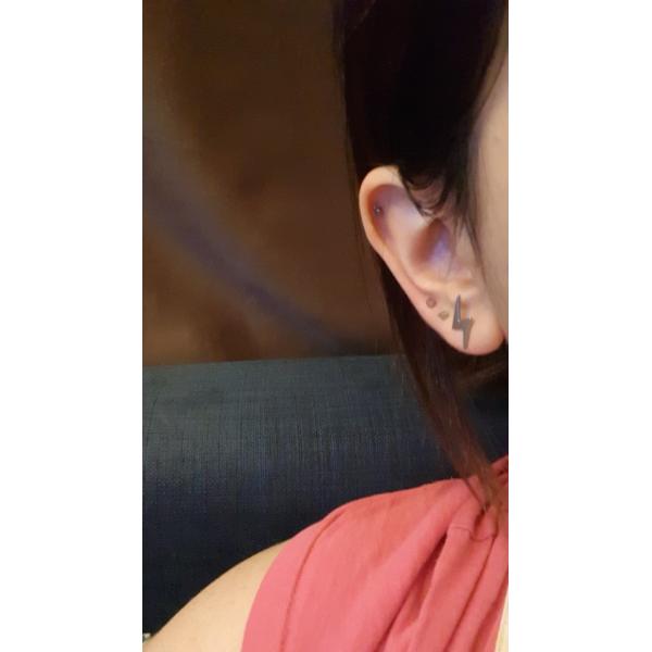 High Quality Vintage Punk Black Titanium Steel Earrings Cool Lightning Small Stud Earrings for Men and Women