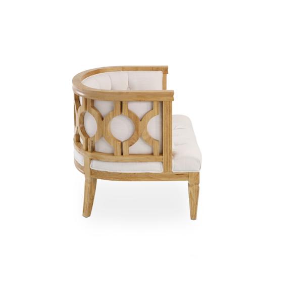 Tufted button seat solid wooden craved back wedding sofa chair for event and party rental linen fabric