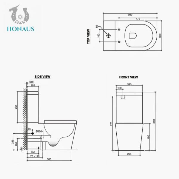 Glazed Trapway Ceramic Toilet Bowl Floor Mounted Water Closet Standard Slow Down Seat