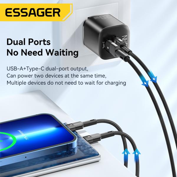 PD3.0 QC3.0 Chargeurs GaN USB A type C USB C Chargeur de téléphone 20W série ES-CD31