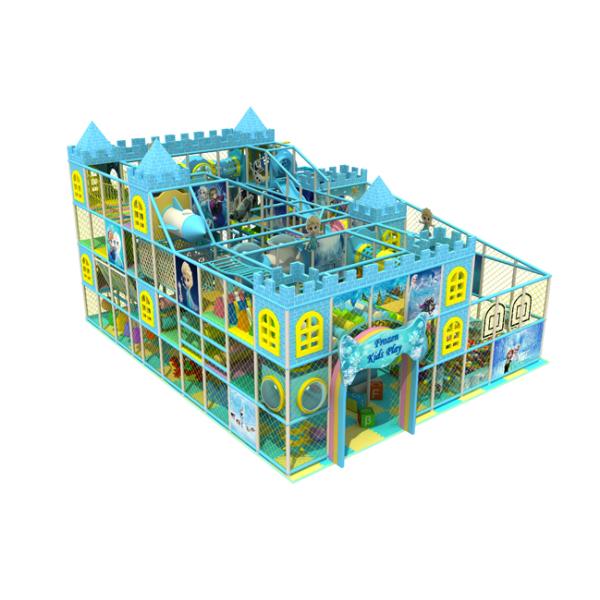Frozen Theme Blue Kids Indoor Playground Equipment With Wave Slide KP150520