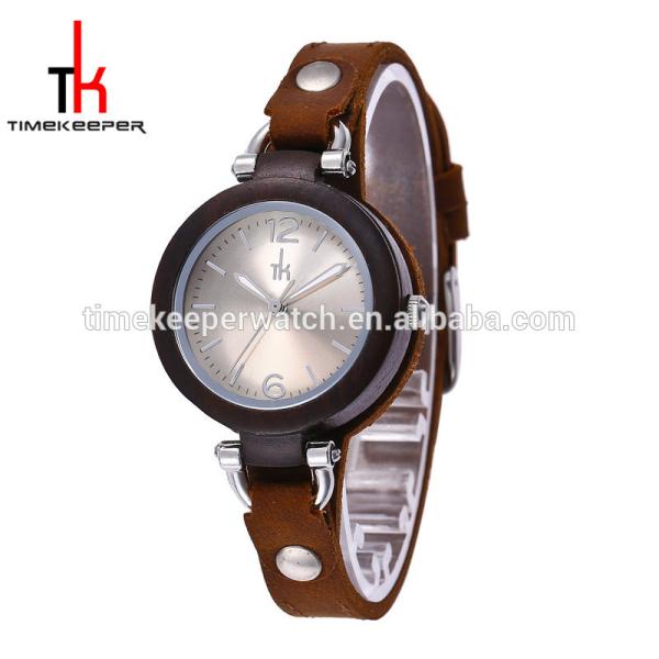 beautiful design made out of wood leather strap wood watch for ladies gift wrist watch women
