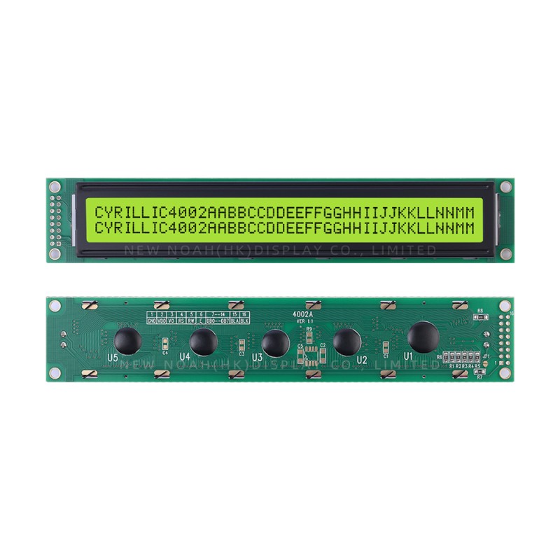 Cyrillic Yellow Green Film 4002A High Brightness LCD Screen 40*2-Character Dot Matrix Screen