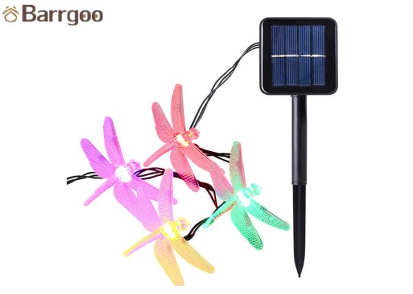Plastic Body Solar LED Christmas Lights String 6M 30 LED Bulbs Dragonfly 1 Year Warranty