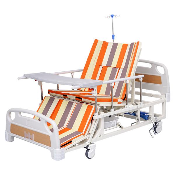 Anti slip multifunctional manual home care nursing bed with toilet bedpan
