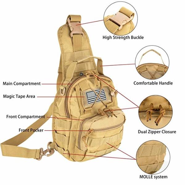 High End Tactical Medical Sling Bag , Military Assault Bag Day Pack For Men