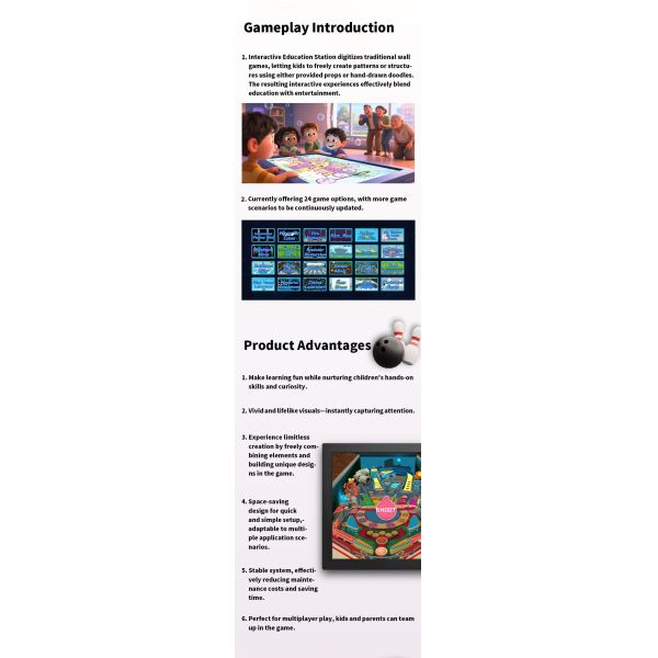 Interactive Education Screen For Kids Multi Touch Game Wall Learning Station