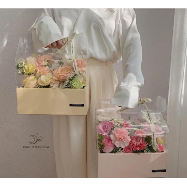 Flower cake box, transparent pvc folding fruit flower box, Valentine's Day hand-held flower arrangement box, and popular flower gift box