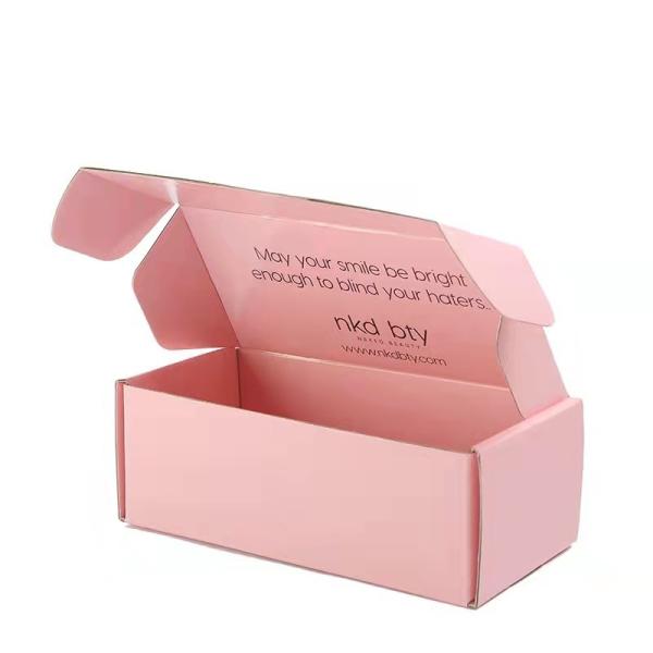 Embalagens de papelão corrugado de corte personalizado Caixa Rosa de embalagem de beleza Caixa de envio