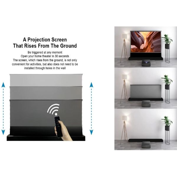 Home Theater 120 Inch UST Projection Screen Motorized Floor Rising Projector Screen ALR CBSP