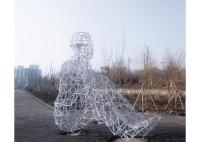 Le blanc humain de sculpture en acier inoxydable de chiffre en métal extérieur de jardin a peint