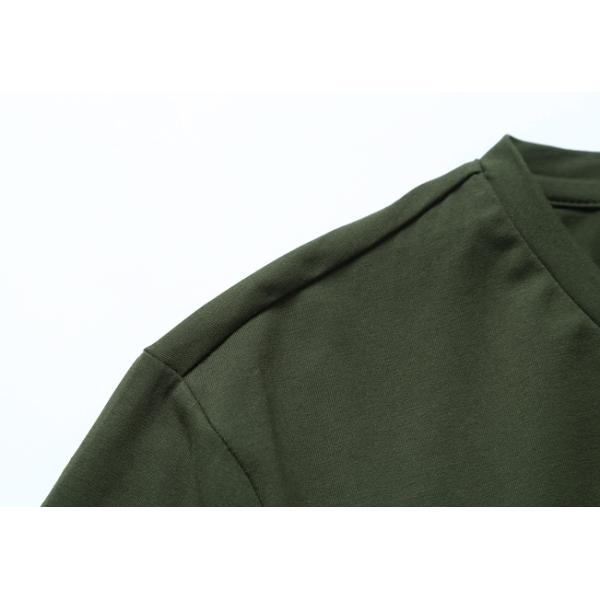 Green Long Sleeve Men's T - Shirts Casual V Neck Blank Cotton Keep Warm